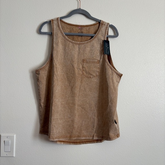 NEW Men’s Little Bipsy Tan Acid Wash Pocket Tank Top Size Small 100% Cotton - Picture 4 of 8